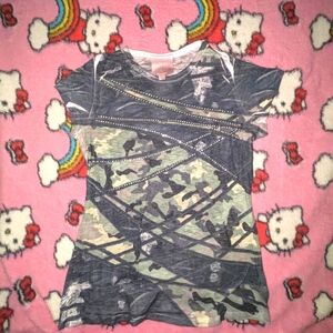 Mcbling Y2K Camo Rhinestone Shirt
